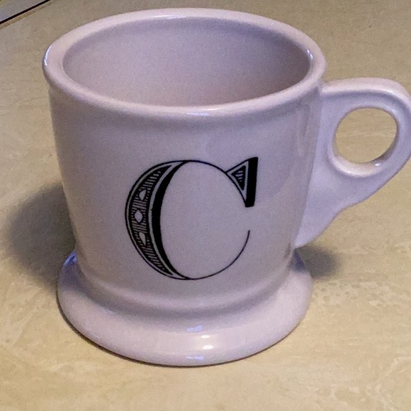 Anthropologie C Monogram Mug Initial Letter Coffee Tea Cup Shaving Style Cup - Picture 2 of 5
